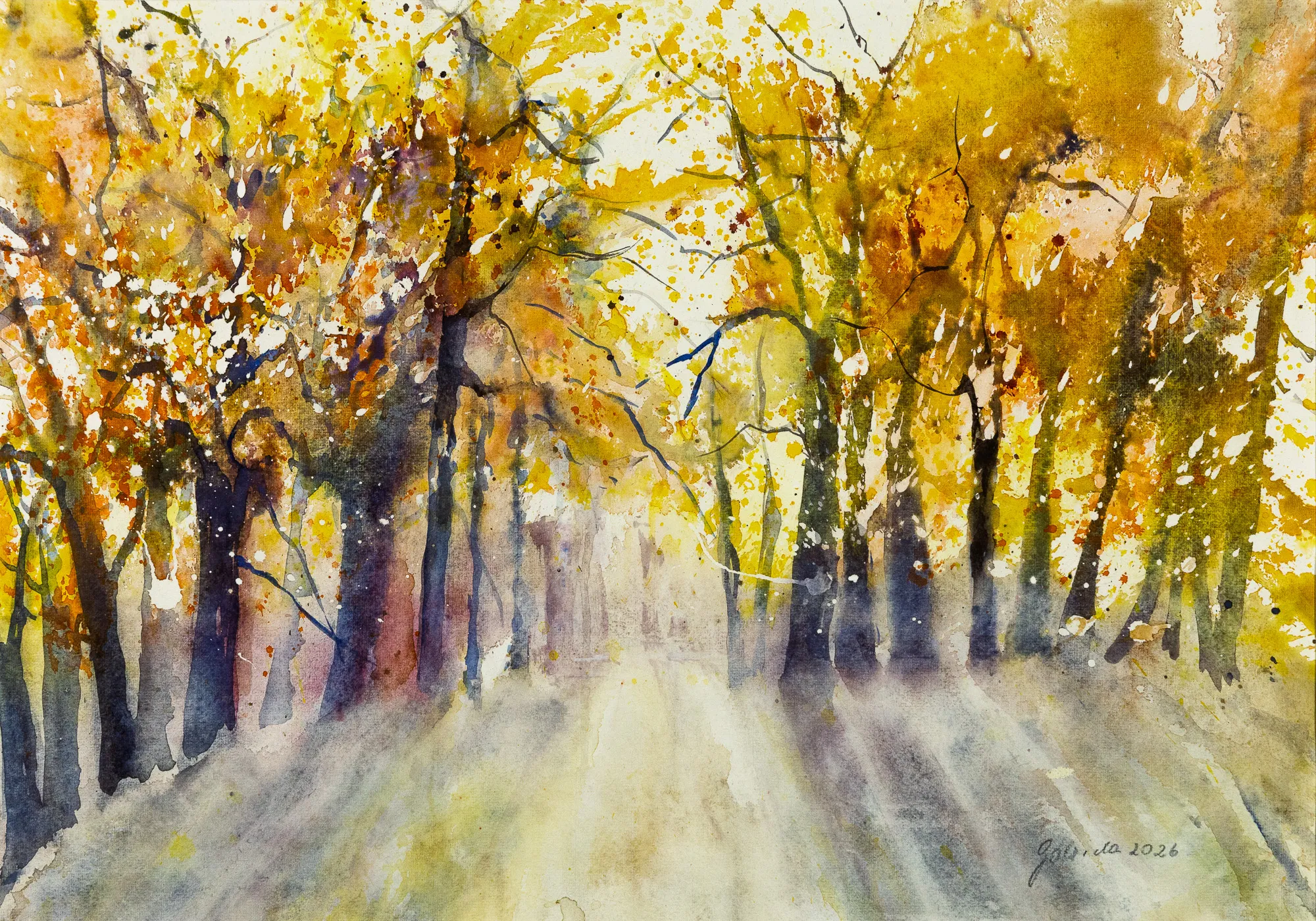 Herbstwald — Aquarell von Gabriele Schmitzer