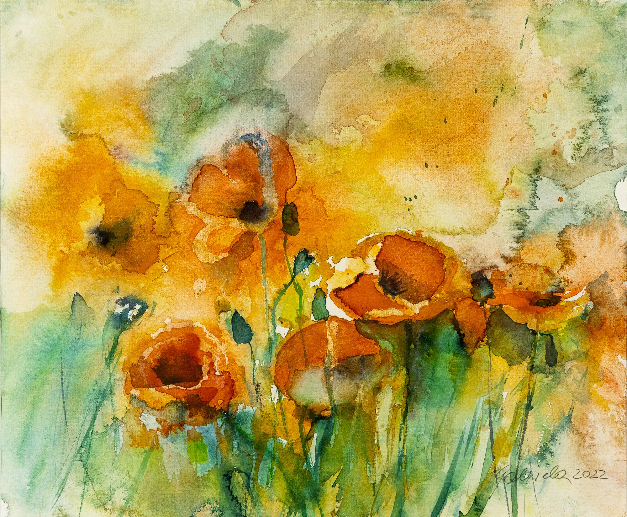 Mohnblumen — Aquarell von Gabriele Schmitzer