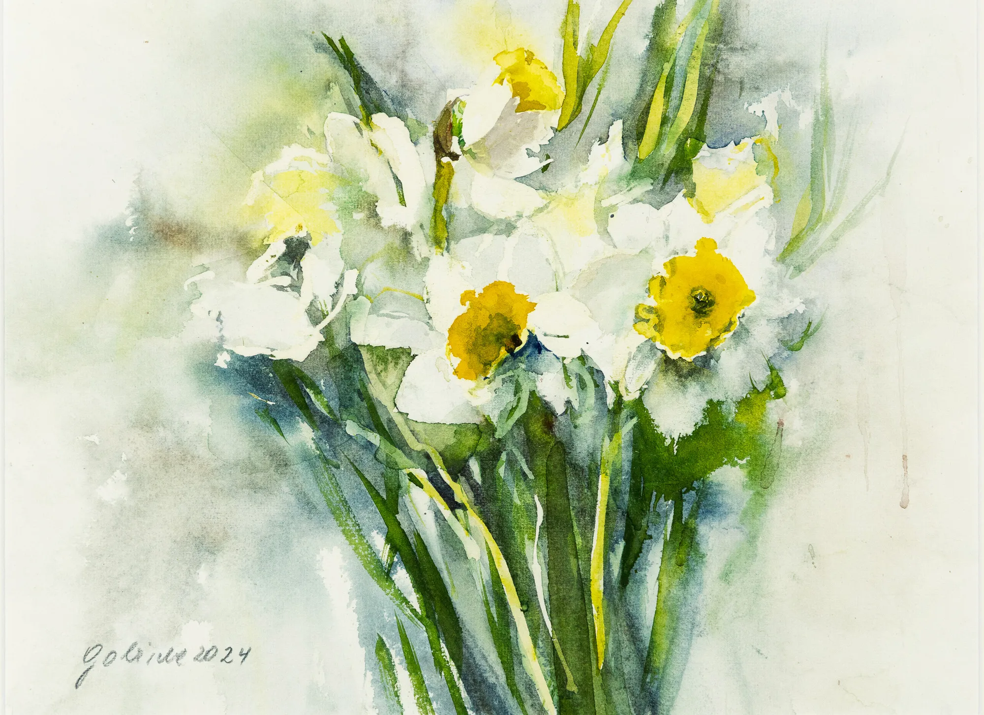 Narzissen — Aquarell von Gabriele Schmitzer