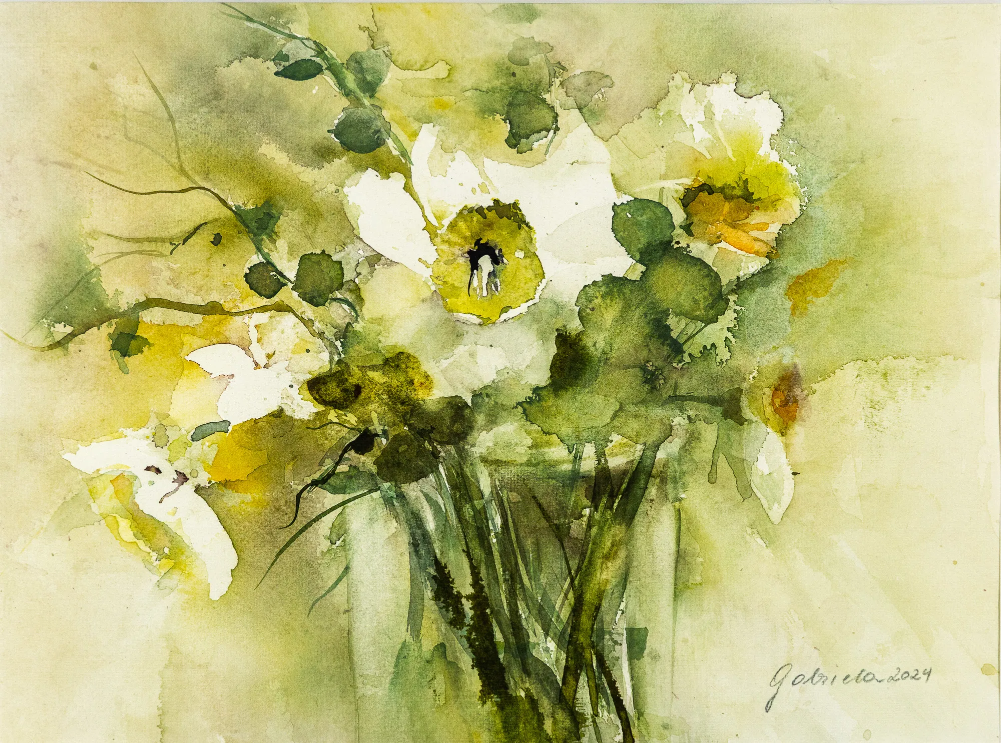 Narzissen II — Aquarell von Gabriele Schmitzer