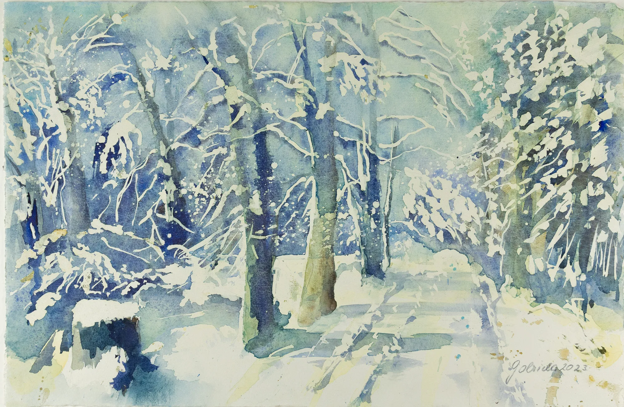 Winterwald — Aquarell von Gabriele Schmitzer